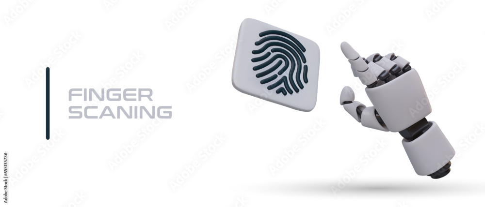 Finger scanning. Verification of fingerprints. Robotic arm cannot pass ...