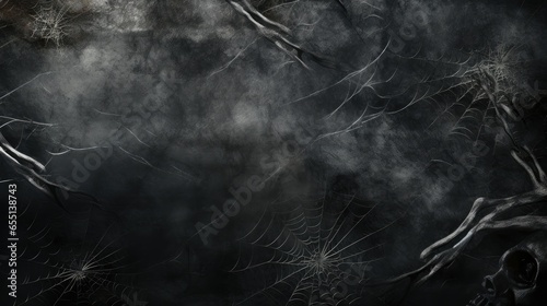 Halloween themed dark metallic silver foil texture background. © Manyapha