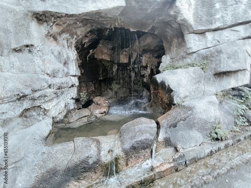 Waterfall and cave