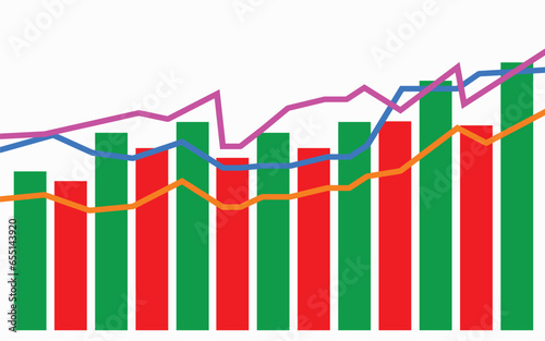 stock market graph icon, Economic stock trading graphic design experiences ups and downs in price	