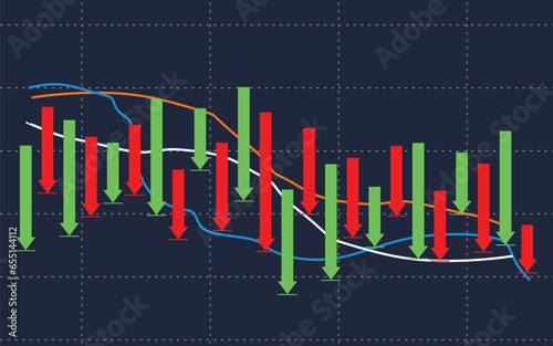 the red arrow graph going down shows the economic stock exchange trading price dropping sharply	