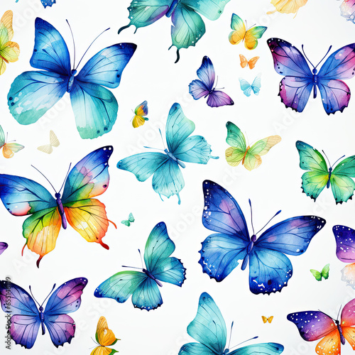 Watercolor butterflies Pattern design Illustration  Generative Ai