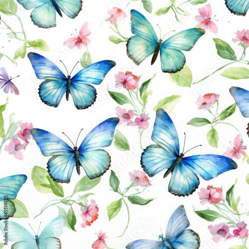 Watercolor butterflies Pattern design Illustration, Generative Ai © Creative Artist