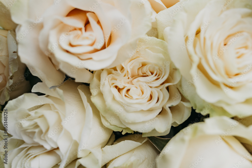 Flower composition of light beige roses, close up. Flower composition of light beige roses, close up.