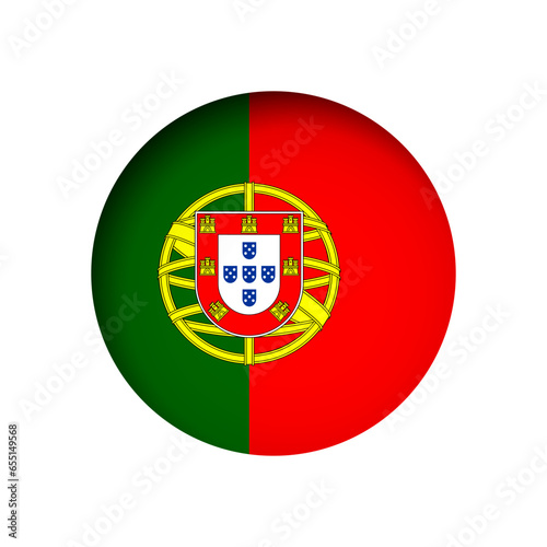 Portugal flag - behind the cut circle paper hole with inner shadow.