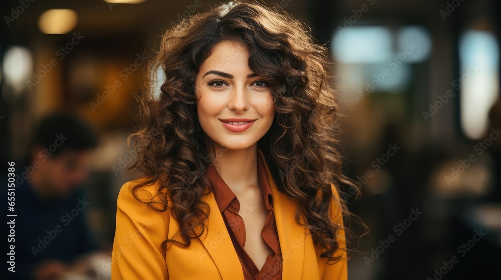 Succesful female entrepreneur standing in the office