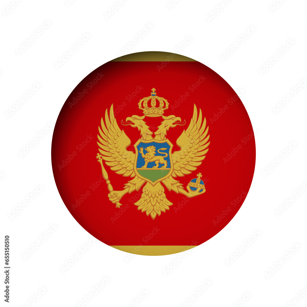 Montenegro flag - behind the cut circle paper hole with inner shadow. Montenegro flag - behind the cut circle paper hole with inner shadow.