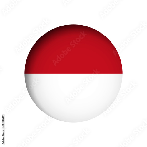 Monaco flag - behind the cut circle paper hole with inner shadow.