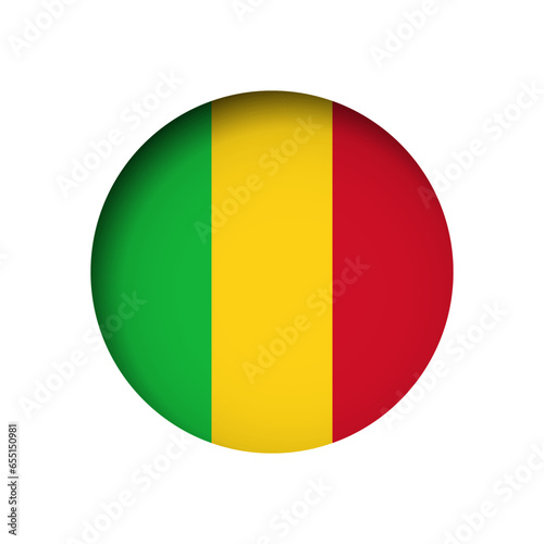 Free Download Mali flag - behind the cut circle paper hole with inner shadow. - GFXLoad