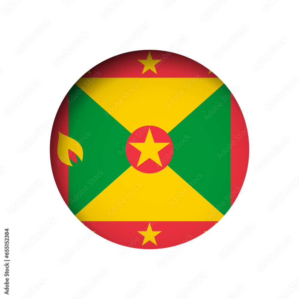 Grenada flag - behind the cut circle paper hole with inner shadow. Grenada flag - behind the cut circle paper hole with inner shadow.