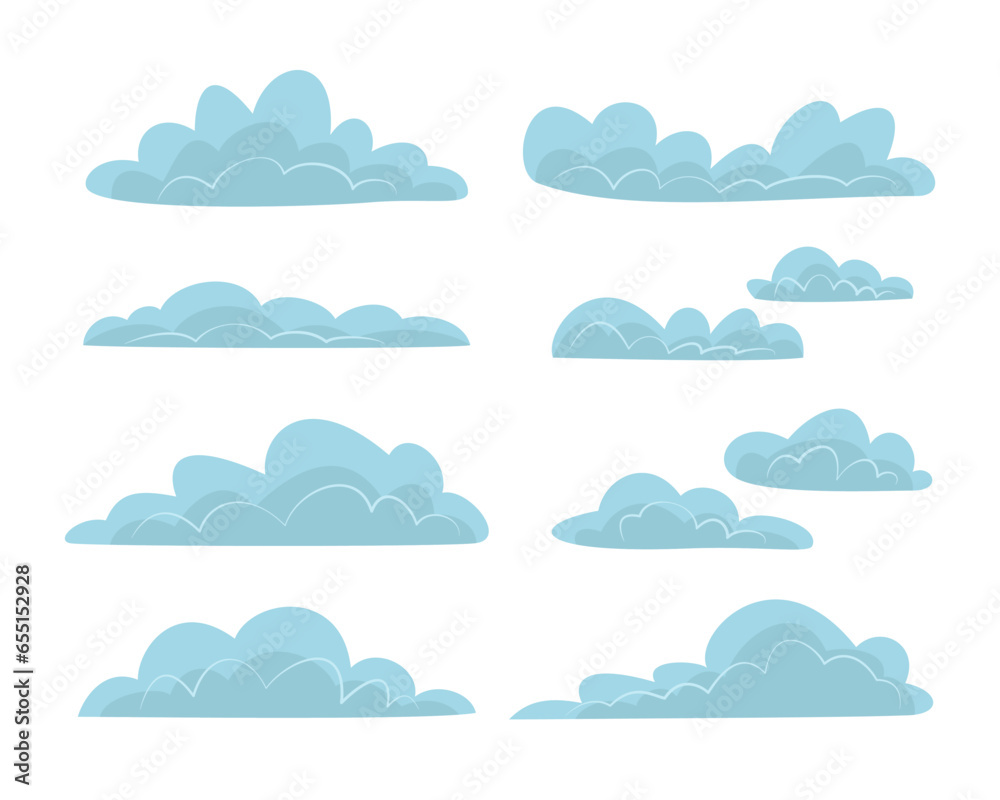 Set of Clouds Flat Design Element Concept Illustration Set of Clouds Flat Design Element Concept Illustration
