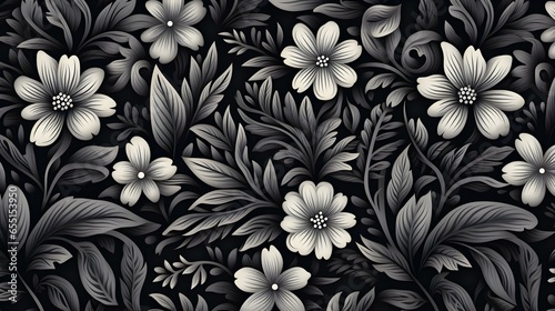 Wallpaper Mural Background of illustrated anthracite Flowers. Creative Wallpaper  Torontodigital.ca