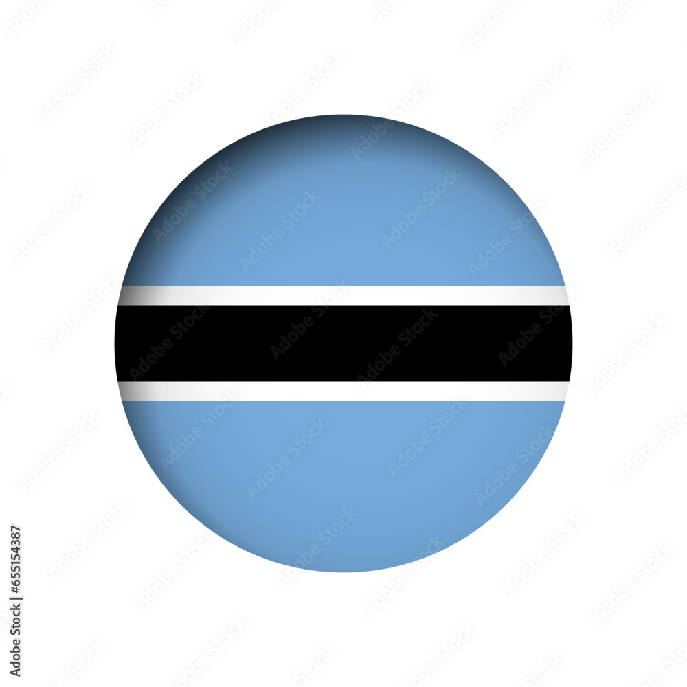 Botswana flag - behind the cut circle paper hole with inner shadow.