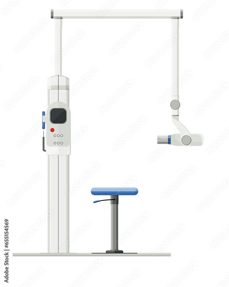 Dental x-ray machine Floor mounted, provide digital panoramic, extraoral, cephalometric, 3D imaging. of tooth structure, nerves and bones, placement of dental implants Dental care. flat design Dental x-ray machine Floor mounted, provide digital panoramic, extraoral, cephalometric, 3D imaging. of tooth structure, nerves and bones, placement of dental implants Dental care. flat design