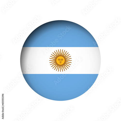 Argentina flag - behind the cut circle paper hole with inner shadow.