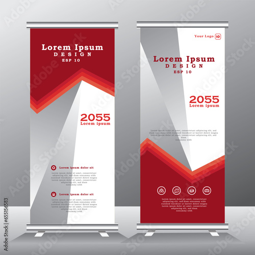 roll up banner template for business, vertical banner template, abstract geometric standee banner, modern x-banner and pull up, vector eps 10