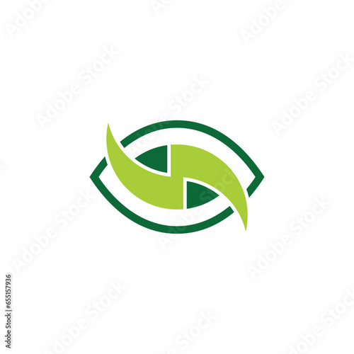 leaf herbal eye supplement symbol logo vector