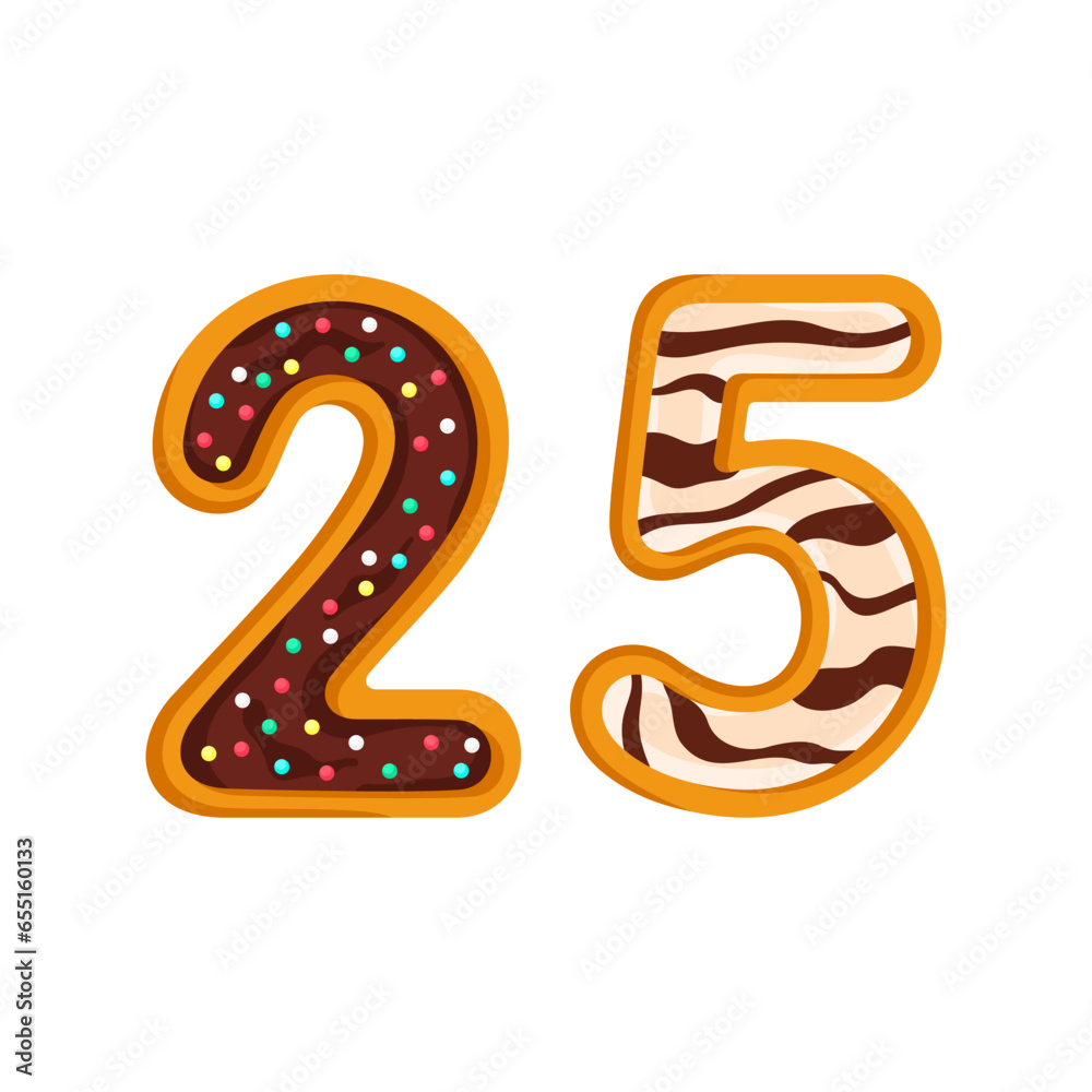 25 number sweet glazed doughnut vector illustration 25 number sweet glazed doughnut vector illustration