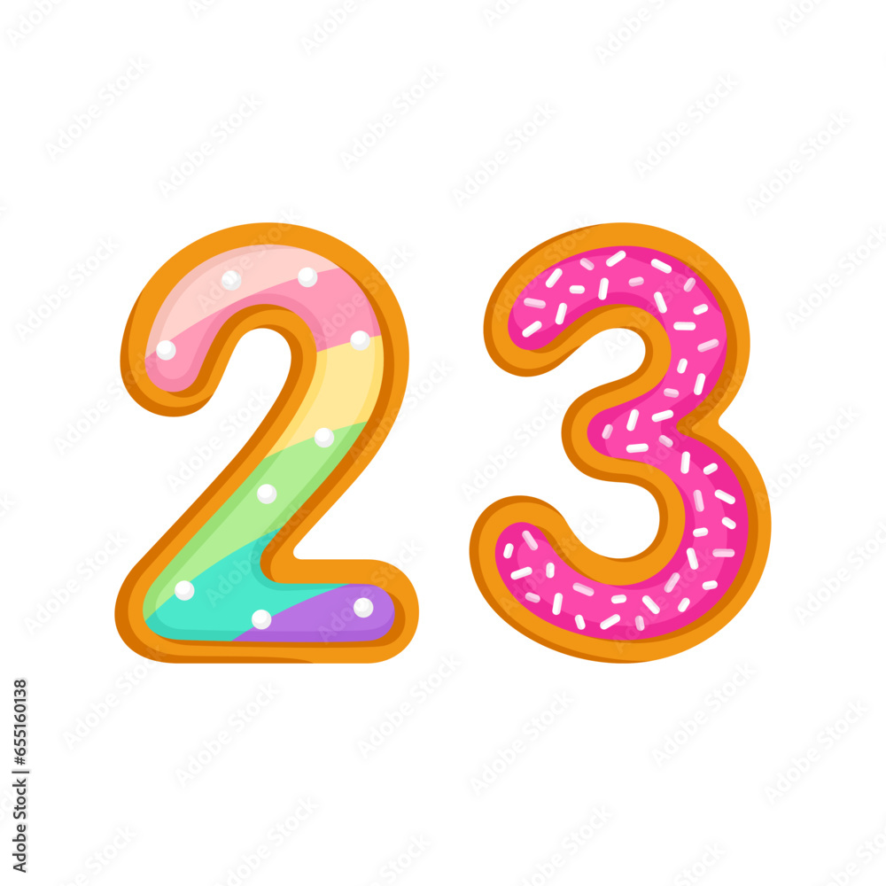 23 number sweet glazed doughnut vector illustration 23 number sweet glazed doughnut vector illustration