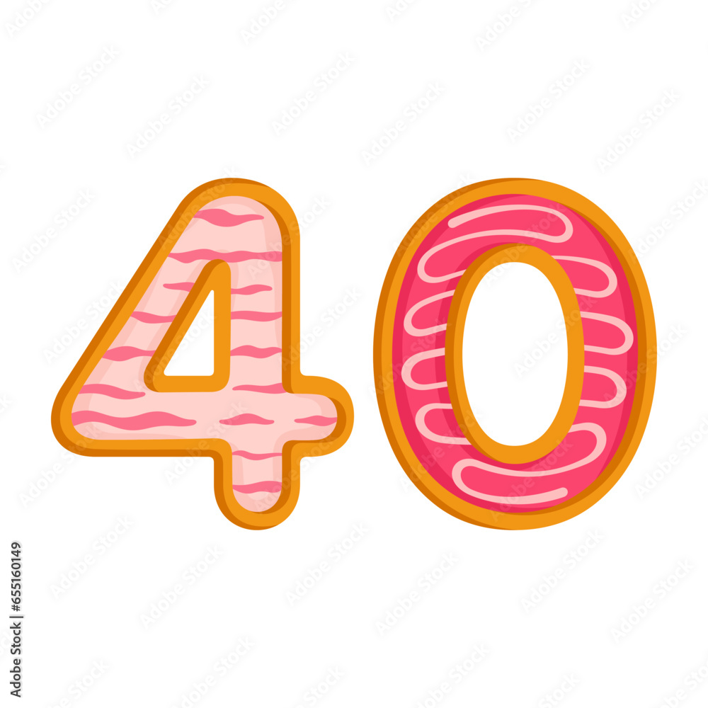 40 number sweet glazed doughnut vector illustration 40 number sweet glazed doughnut vector illustration