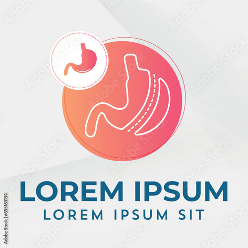 Laparoscopic Sleeve Gastrectomy Logo, Vertical Gastrectomy Logo , Weight loss surgery Logo Vector Illustration of Stomach reduction logo surgery
