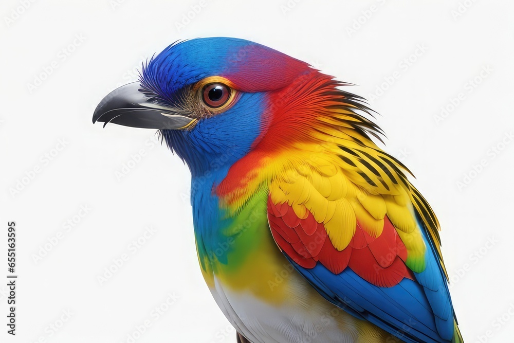 colorful macaw parrot bird isolated on white
