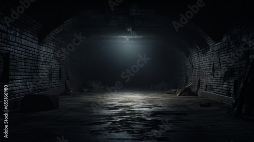 A dark, dank tunnel leading to a secret chamber photo