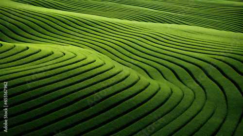 Field with abstract  green lines as wallpaper background illustration. Ai generative.