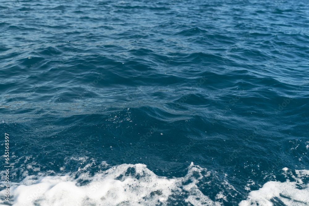 Closeup of boat trail during Mediterranean voyage