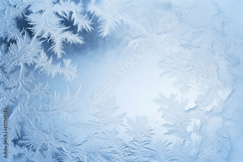 Frosted glass, ice patterns, winter texture abstract background 3D illustration, created using generative AI tools © Maru Studio