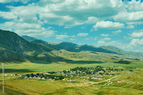 Mountain plateau, road to Kazarman,  Kyrgyzstan photo