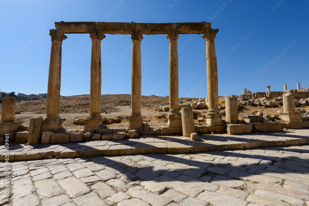 The Archaeological site of Jerash, Jarash, Roman Ruins in Jordan, Middle East The Archaeological site of Jerash, Jarash, Roman Ruins in Jordan, Middle East