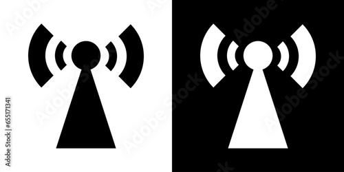 Modern icon with black antenna for web and app design. Wifi signal illustration.