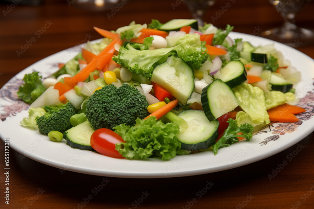 A plate of mixed vegetables generative AI