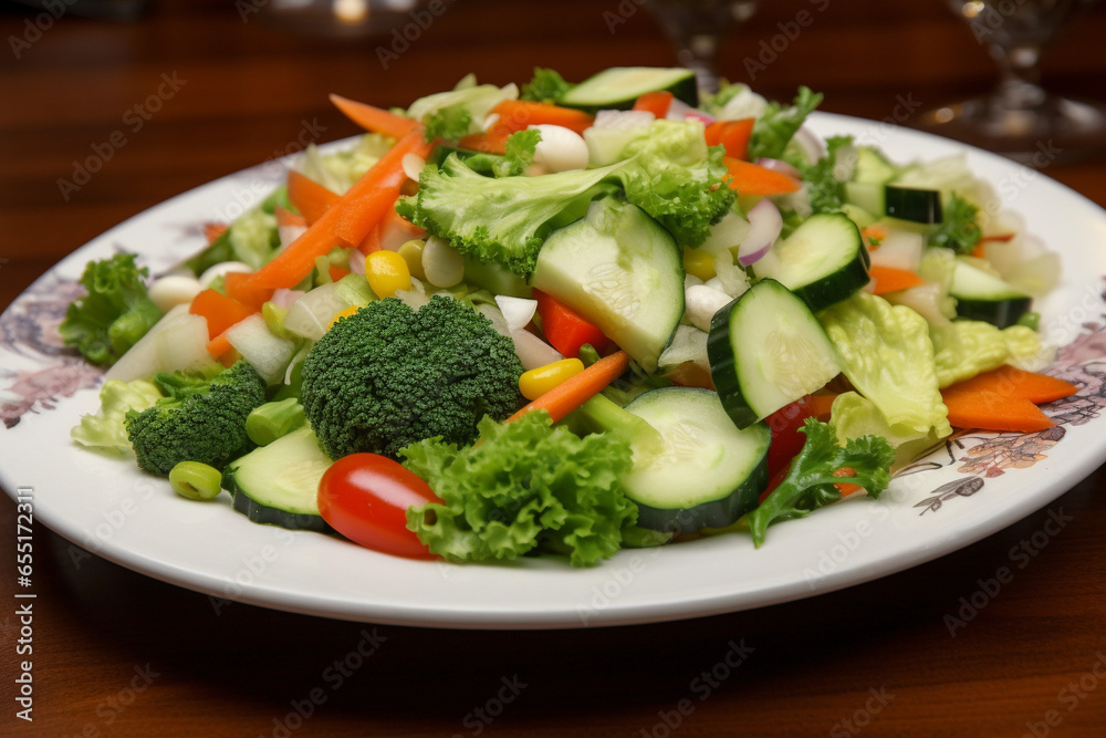 A plate of mixed vegetables generative AI A plate of mixed vegetables generative AI