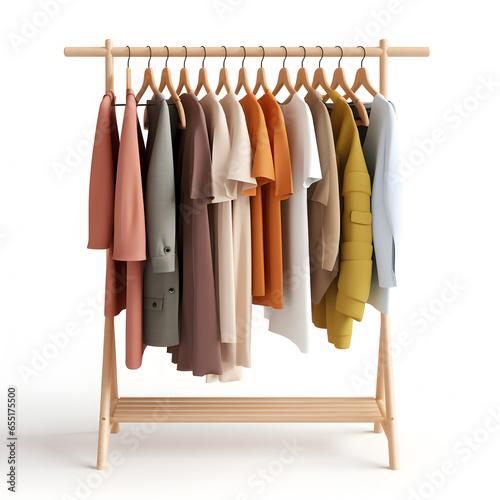 3d cartoon clothes on standing hanger isolated on white