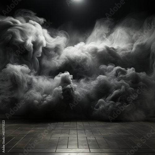 Abstract black smoky background 3d render photo