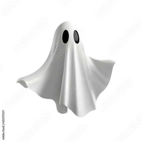 A cute ghost floating in the air icon on a white background. AI-Generated.