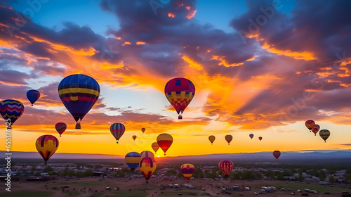 Colorful outdoor escapade: People having fun during a hot air balloon festival.