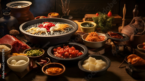 A traditional Korean dining table