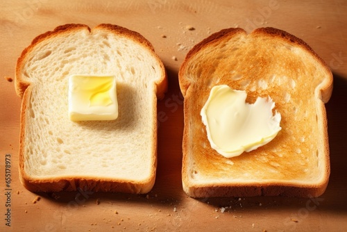Sliced bread and toasted bread with butter, Generative AI