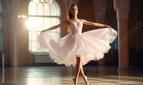 Photo of a graceful ballerina striking a pose in a beautiful tutu