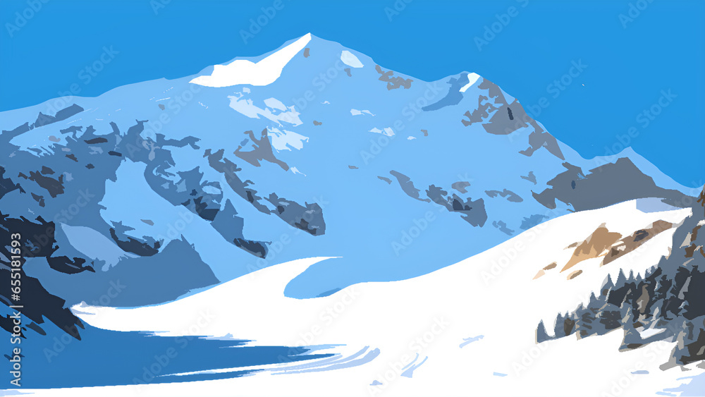 グラフィカルな雪山のイラスト