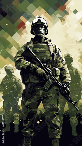 soldier with rifle illustration