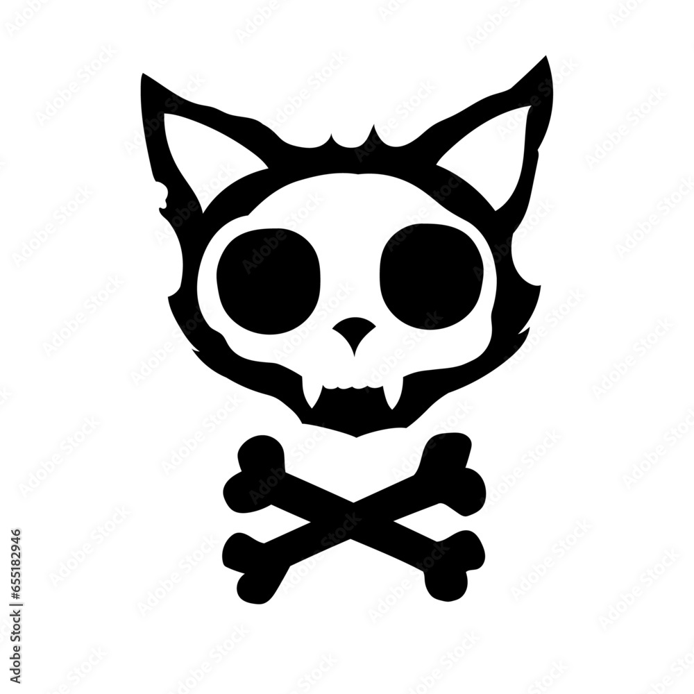 Cat skull crossbones vector icon, Pirate cat vector, Pirate cat symbol ...