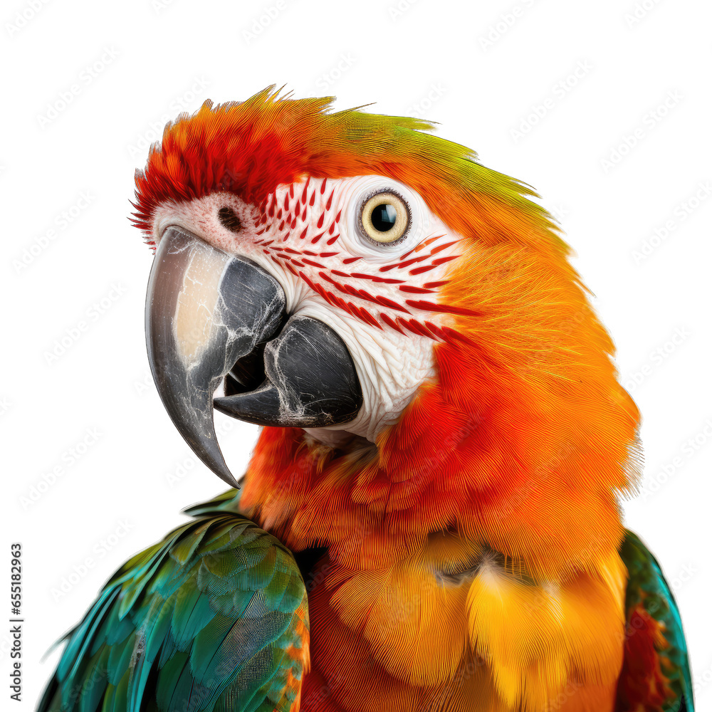 Obraz premium Parrot isolated on transparent and white background. Png transparent