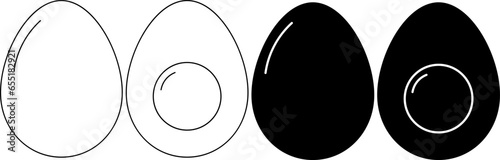 outline silhouette egg icon set