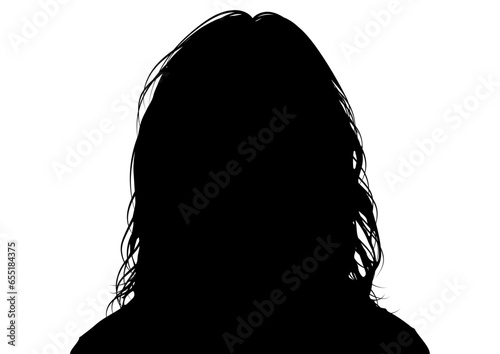 女性の顔正面 証明写真のシルエット 上半身顔アップ バストアップのイラスト