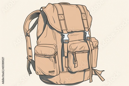 simplified backpack drawing. Generative AI photo