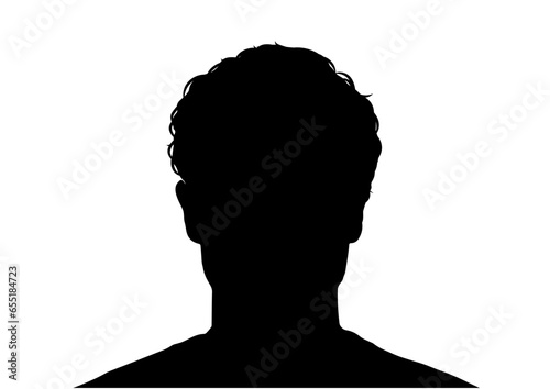 男性の顔正面 証明写真のシルエット 上半身顔アップ バストアップのイラスト